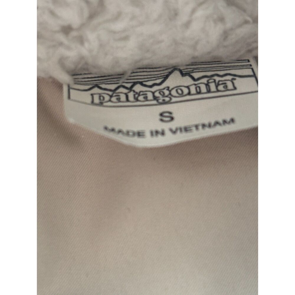 Patagonia Women's Vest Los Gatos Ivory Beige Tan Reversible Hooded Sherpa Size S - Picture 11 of 14